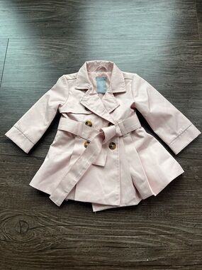 Baby Girl Pink Double-Breasted Trench Coat with Belt Size 3-6 Month
